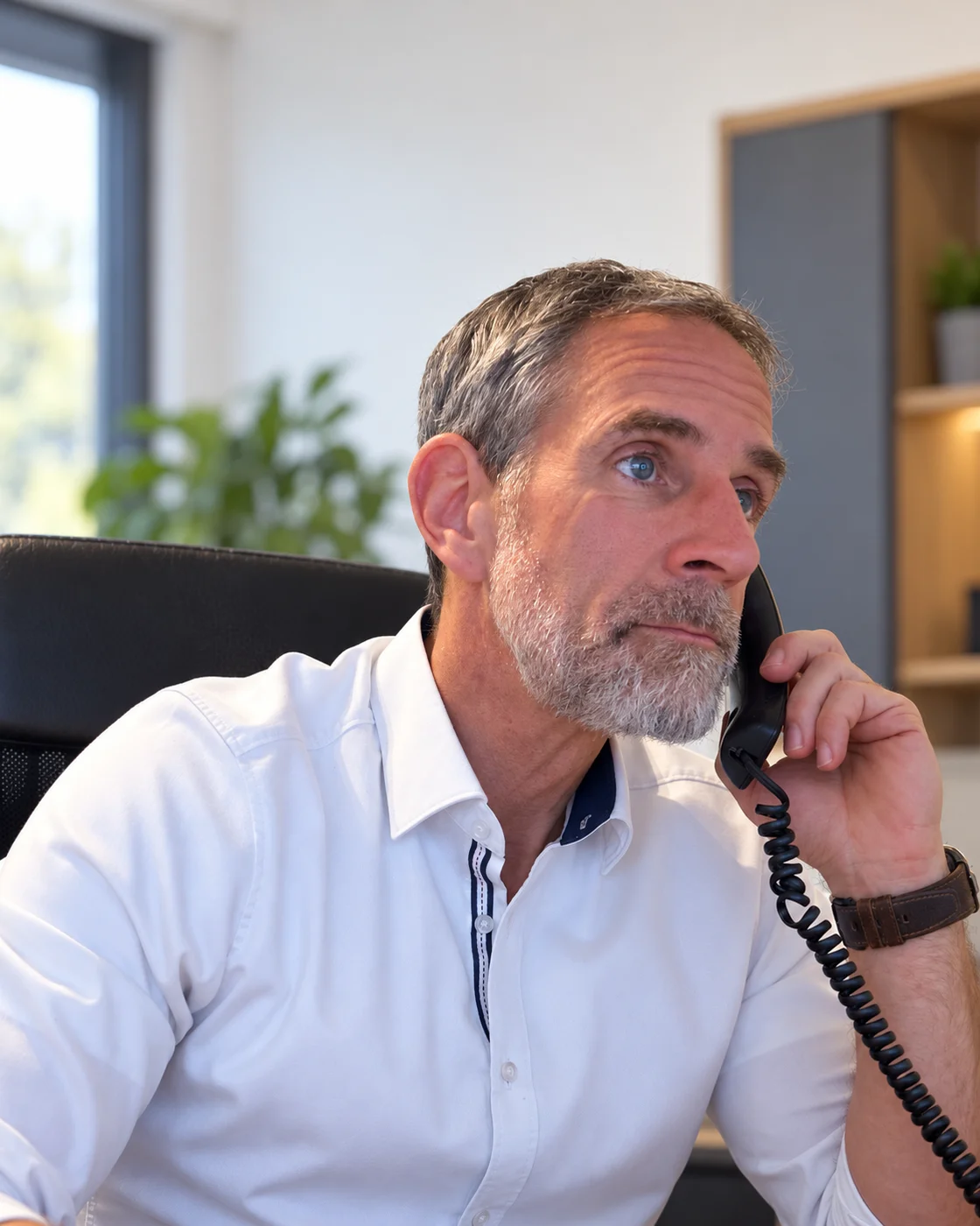 Sascha Gehlen, Inhaber, am Telefon in seinem Büro